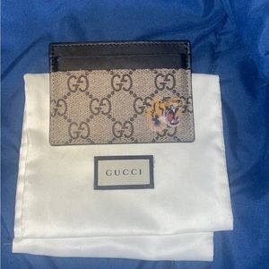Tiger print GG Supreme card case